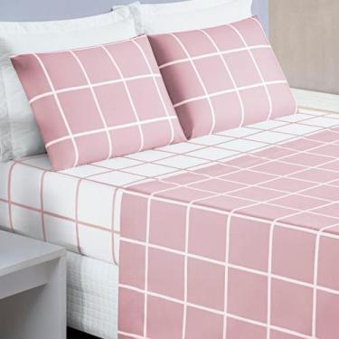 Imagem de Conjunto De Lencol Casal Queen Size Austin Xadrez 04 Peças200Fios - De