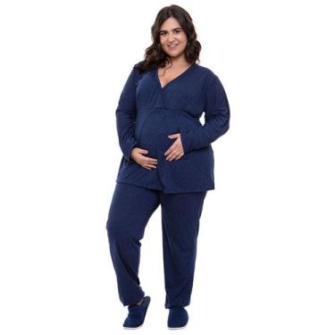 Imagem de Pijama Plus Size Longo Gestante e Maternidade Poá Linda Gestante, 48/G