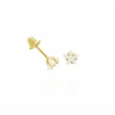 Imagem de Brinco Estrela 3mm Infantil Baby Segundo Furo Ouro 18k - DR JOIAS