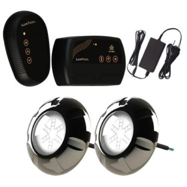 Imagem de Kit 2 LED RGB 9W Inox Piscina + Comando Wifi Luxpool + Fonte, 9W