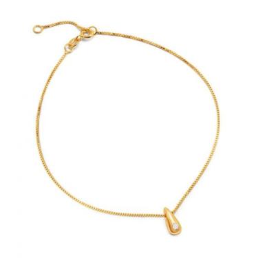 Imagem de Tornozeleira de Prata 925 com Banho em Ouro Amarelo 18k com Moissanite