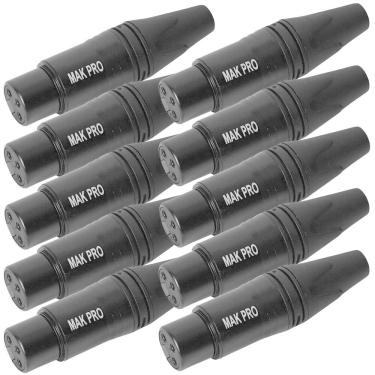 Imagem de Kit C/ 10 Conectores Xlr Fêmea Preto Mak Pro Mk-Xlr-Fec