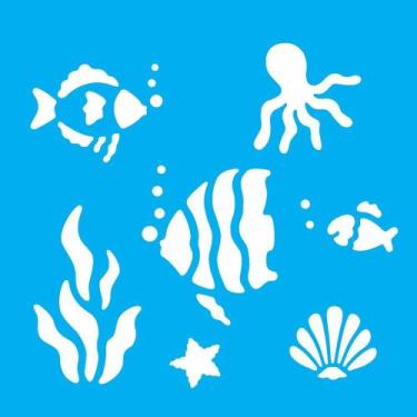 Imagem de Stencil Opa 14 X 14 cm - Fundo do Mar - 987 - Opa Criando Arte