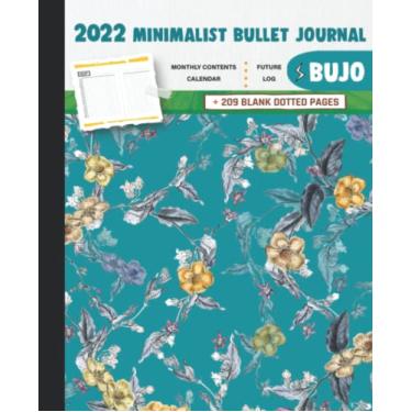 Imagem de 2022 Minimalist Bullet Journal/BUJO with Different Color Flowers In BLUE SKY Background Cover: Basic Bujo | Classic Bullet Journal Help You Organize ... And Dotted Pages | 240 Pages | 7.5 * 9.25