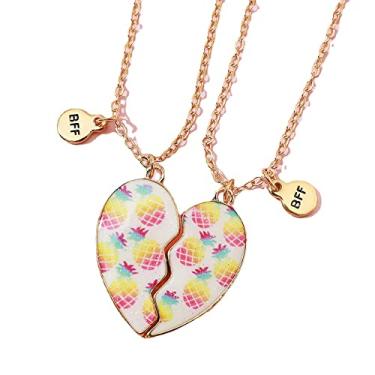 Imagem de Saalort Colar Best Friends para 2 colares magnéticos de coração dividido, presente de amizade, pingente combinando, Zinco, Ametista