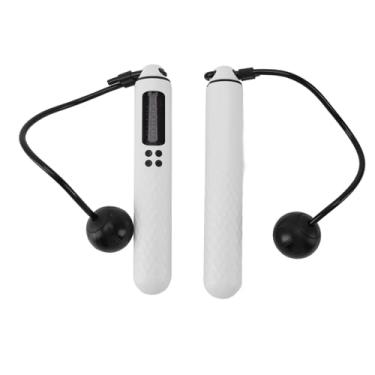 Imagem de Corda de Pular Ponderada, Tela Digital Ergonômica de Corda de Pular de 9,8 Pés Com Contador para Treino para Homens e Mulheres (Branco)
