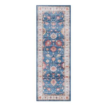 Imagem de Gertmenian Tapete de área boho tufado para interior impresso - antiderrapante, ultrafino, super forte - Decoração de casa para entrada, quarto, sala de estar - corredor 2x8, azul cullen/castanho,