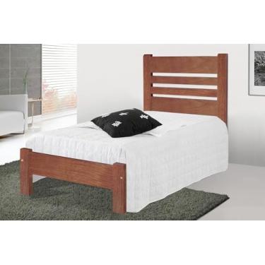 Imagem de Cama de Solteiro Moscou de Madeira Maciça Angelim Pedra/Tauari - Cor Imbuia