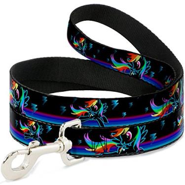 Imagem de Buckle-Down Coleira para animais de estimação Rainbow Dash Pose/Lightning Bolts preta/Blues, 1,8 m a 3,8 cm