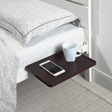 Imagem de Prateleira de cabeceira SunnyPoint, divisória de escritório; braçadeira na prateleira para beliches, soquetes e moldura para cama e divisória de escritório 13.78" x 9.84" x 2.2" Dark Oak