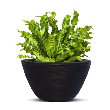 Imagem de Vaso de plástico para pendurar 28 x 15 cm. Vaso com corda listrada, design decorativo para plantas internas e externas, vaso de flores cônicas moderno preto