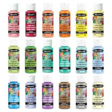 Imagem de DecoArt Crafter's Conjunto de tintas pastéis acrílicas, 18 (59 ml/59 ml) cores sortidas de acabamento fosco, tinta acrílica DIY para artes e artesanato, 36 ml (pacote com 1)