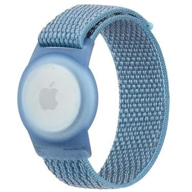 Imagem de Vancle Pulseira infantil para Apple AirTag, capa protetora para rastreador GPS com pulseira de nylon, pulseira de relógio ajustável antiperda para bebês e idosos
