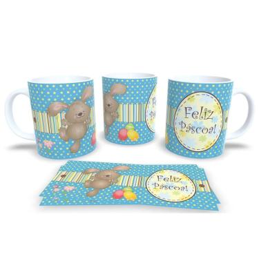 Imagem de Caneca de Porcelana Branca Personalizada Coleção Páscoa Feliz