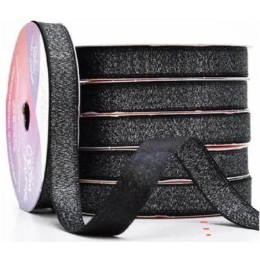 Imagem de FITA CETIM LUREX CINDERELA ACABAMENTO - 10mm PRETO C/PRATA - DECORAÇÃO