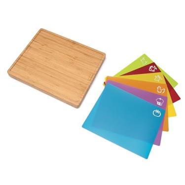Imagem de Lipper International Tábua de corte de bambu com 6 tapetes de corte codificados por cores removíveis, 40,64 cm x 33,02 cm