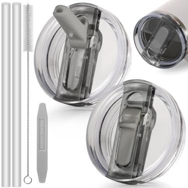 Imagem de ANTAND Tampa flip de canudo à prova de vazamento de 1,134 g para acessórios Stanley Cup de 1,134 g Tampa Stanley, pacote com 2 tampas de substituição sem derramamento 1,134 g Tampa de tampa removível