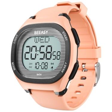 Imagem de Beeasy Relógio infantil para meninos de 5 a 15 anos de idade, relógio digital multifuncional, à prova d'água, 5 ATM, alarme, calendário, cronógrafo, LED, para crianças, ideia de presente, Rosa pálido