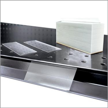 Imagem de Pacote com 250 fichas de canal de preço, etiquetas de plástico transparente para aplicação de código de barras e etiqueta, encaixe na borda da prateleira do canal preço da gôndola em lojas de varejo,