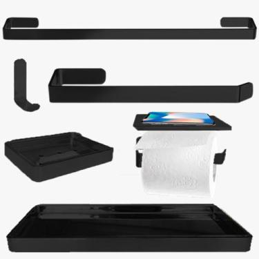 Imagem de Kit Acessórios Para Banheiro 6 Peças - A.J, Preto