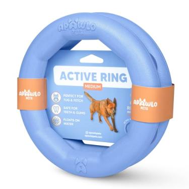 Imagem de APAWLO Pets Brinquedo de anel ativo para cães para buscar, puxar e treinar (durável, boia) - conjunto de 2 (azul, médio)