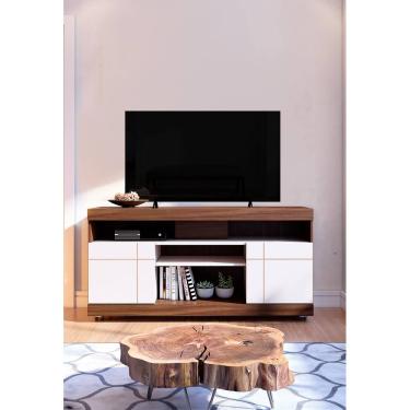 Imagem de Rack Yara Para TV até 47 Polegadas Com 2 Portas de Giro Nogueira Real/ Off White - Colibri 