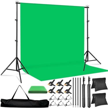 Imagem de Suporte de pano de fundo para festas, 3 x 2,6 m (LxA) Kit de aterramento de postes de suporte ajustável para sessão de fotos com fundo de tela verde para estúdio fotográfico, banner, equipamentos