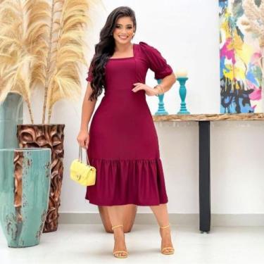 Imagem de Vestido Midi Plus Size Juliana Moda Evangélica Feminina - MISS FLOWER,