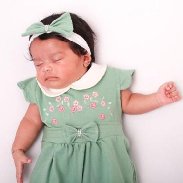 Imagem de Macacão Curto Boneca Flor Bordado Bebê Menina 01Peça - Asas de Anjo, V