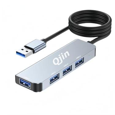 Imagem de Qjin Hub USB 3.0 para Acer, Dell, laptop HP, TV 4 portas, divisor USB compatível com pen drive, HDD, fone de ouvido, impressora, teclado e mouse, 1,2 m