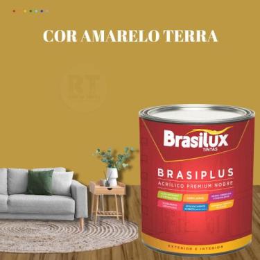 Imagem de Tinta de Parede Semi Brilho Amarelo Brasiplus 800ml Acrilica Lavável. 