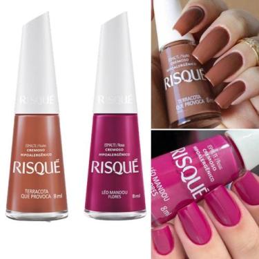 Imagem de Kit 5 Esmaltes Escuros Risque Vermelho Preto Marrom Rosa - Risqué, 2: 