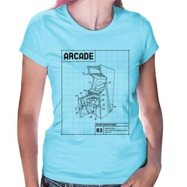 Imagem de Baby Look Arcade Fliperama Projeto - Foca na Moda, Azul bebê, GG