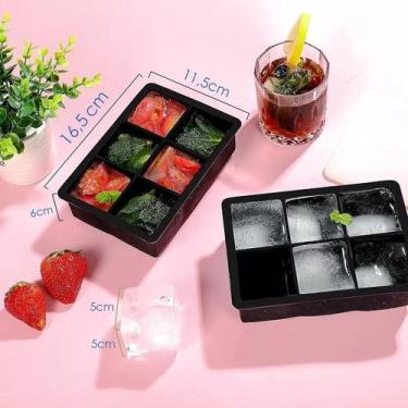 Imagem de Forma de Gelo Silicone Grande 6 Cubos Forminha Flexível Drinks Whisky 