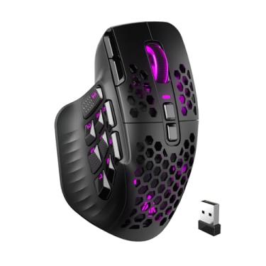 Imagem de SOLAKAKA Mouse SM809 Pro Gaming com 9 botões laterais, mouse RGB 24000 DPI para jogadores, 16 macros programáveis MMO mouse, preto