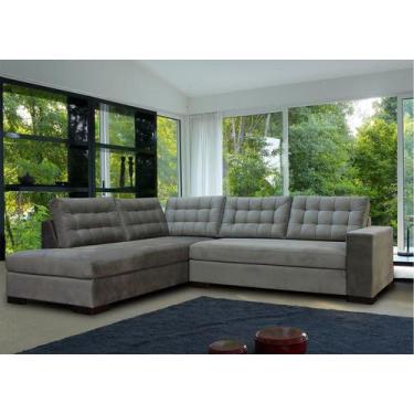 Imagem de Sofá de Canto em L, Revestimento Sued gravado Cinza  FIE002 - SOFÁ DIR