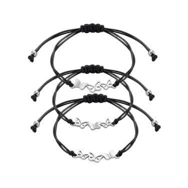 Imagem de Sunflower Jewellery Colar de amizade para colar de aço inoxidável 3/4 em forma de coração/pulseira de três corações composto de colar/pulseira da amizade, presentes para amigos, 6+2 inches, Aço