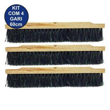 Imagem de Kit Com 3 Vassoura Escovão Gari Nylon Duro 60Cm Sem Cabo - Marcão Rodo