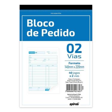 Imagem de Bloco pedido 40x2 1-4 148x209mm 2 vias 301 Spiral un 1 un