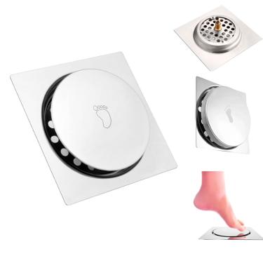 Imagem de Ralo Quadrado 15x15cm Click Inteligente Anti Cheiro Insetos