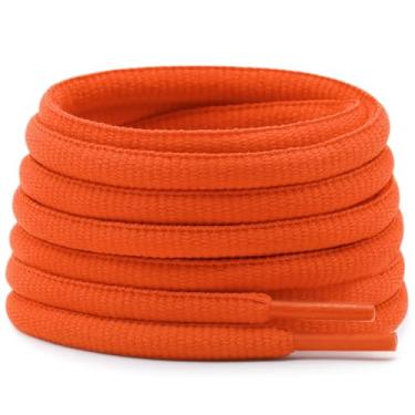 Imagem de DELELE Cadarços atléticos ovais grossos 4 mm meias redondas cordões para sapatos 2 pares, 08 laranja e amarelo, 39.37"Inch (100CM)