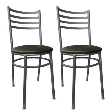 Imagem de Kit Conjunto Com 2 Cadeiras Para Cozinha Mesa Jantar Bar Lanchonete Restaurante Estofado Preta