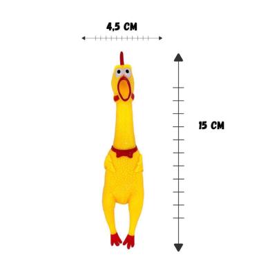 Imagem de Kit 3 Brinquedo Mordedor Pet Vinil Galinha Sonora Media 15Cm