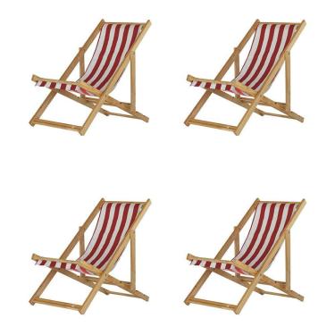 Imagem de Kit 4 Cadeira Espreguiçadeira Dobrável S-b-l Verm-branco