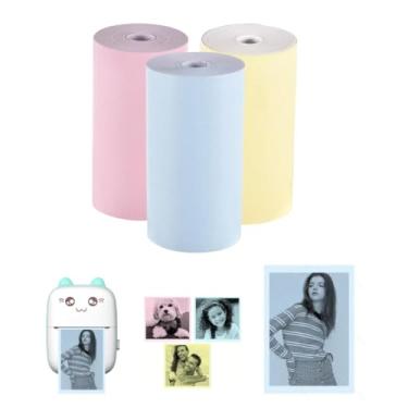 Imagem de Kit 3 Bobinas Rolo De Papel 55 * 25mm Colorido Mini Impressora Portátil a Prova De Água Impressão De Fotos Agenda Notas Jornal Fotográfico Recibo Melhor Custo Beneficio