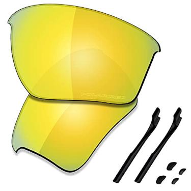 Imagem de SAUCER Lentes de reposição premium e kits de borracha para Oakley Half Jacket 2.0 XL OO9154 | Óculos de sol Half Jacket 2.0 XL Low Bridge Fit High Defense - Ouro 24K polarizado