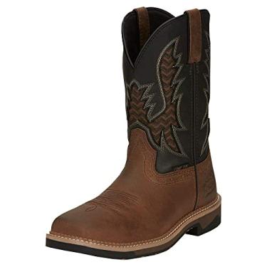 Imagem de Justin Bota masculina Boot Company Stampede Bolt Pecan Water Buffalo 11` Black Water Buffalo Nano Comp, Marrom, 45
