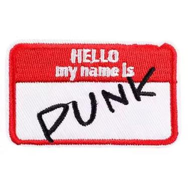 Imagem de Hello My Name is Punk Tag Nametag Funny Joke Humor Música Britânica Rock Adolescente Rebelde Anarquia Banda Dance 6,5 cm Ferro em Patch Bordado para Roupas