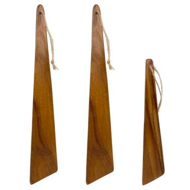 Imagem de UPTALY 3 espátulas finas de madeira para omelete (30 cm, 22 cm), madeira de acácia, espátula de madeira pequena, para ovos fritos, raspador de cozinha angular, para frigideira e frigideira (B2)