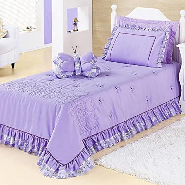 Imagem de Colcha / Cobre Leito Cama Solteiro Menina com Borboletas na cor Lilas com 03 peças em Microfibra - Cobre Leito Jardine